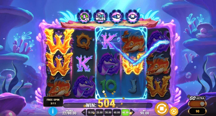 Manta Mayhem - overwinning in Free Spins met Sticky Wild